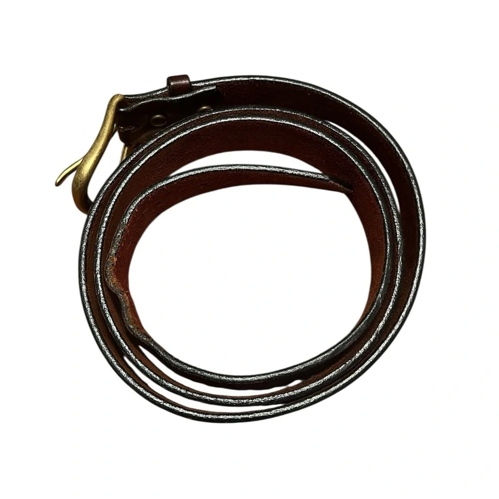 Redwing Shoe Co. Classic Cherry Brown Leather Belt with Brass Buckle Size 48